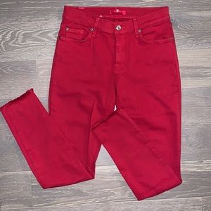 7 For All ManKind skinny red pants
